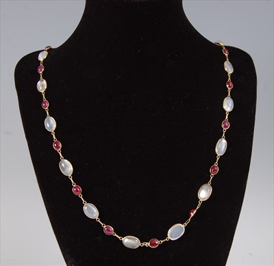 Lot 2194 - A contemporary moonstone and opal necklace,...