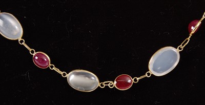 Lot 2194 - A contemporary moonstone and opal necklace,...