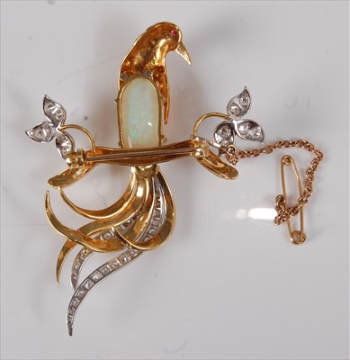 Lot 2196 - A contemporary yellow metal, opal and diamond...