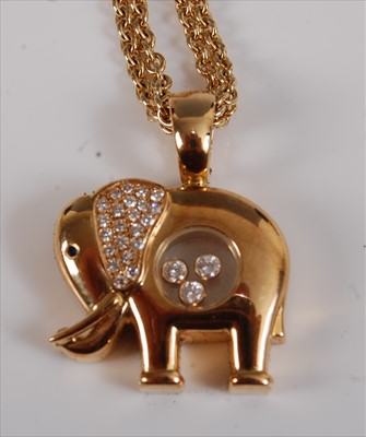 Lot 2161 - A Chopard 18ct gold Happy Diamonds elephant...