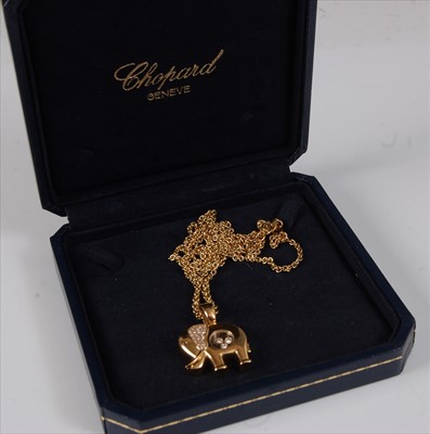 Lot 2161 - A Chopard 18ct gold Happy Diamonds elephant...