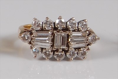 Lot 2191 - An Art Deco style 18ct gold diamond ring,...