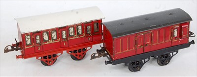 Lot 350 - Two Hornby 4-wheel coaches: 1928-30 guards van,...