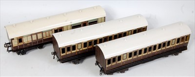 Lot 365 - Three Marklin for Gamages LNWR bogie coaches,...
