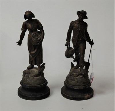 Lot 12 - A pair of early 20th century French spelter...