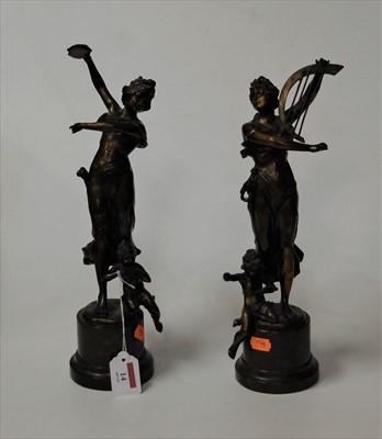 Lot 14 - A pair of reproduction bronze figures of...