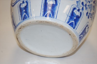 Lot 18 - A large blue & white vase of squat circular...