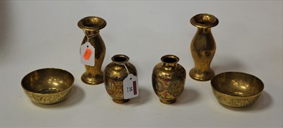 Lot 35 - A pair of reproduction Arabic vases of squat...