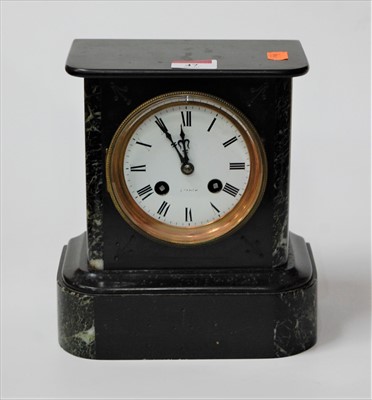 Lot 47 - A late 19th century marble cased mantel clock...