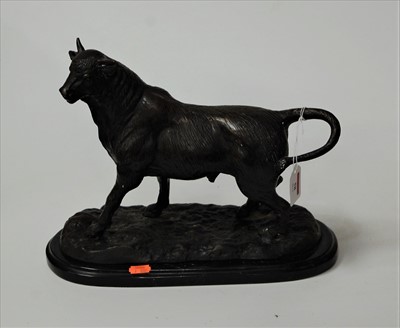 Lot 58 - A modern bronze figure of a bull on marble...