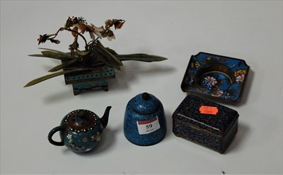 Lot 59 - A small Japanese cloisonne teapot and cover,...