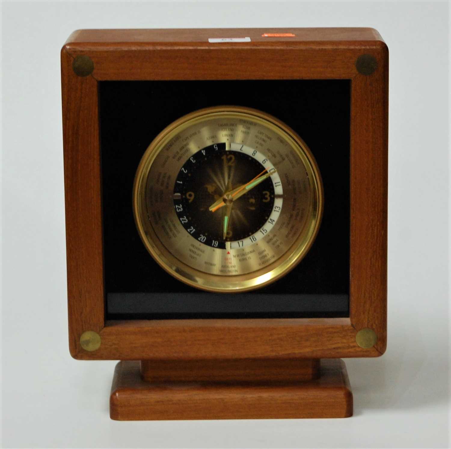 Lot 63 - A modern teak cased World Time Clock with...