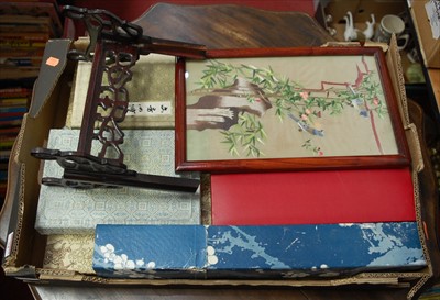 Lot 74 - A Chinese table screen, the silk panel...