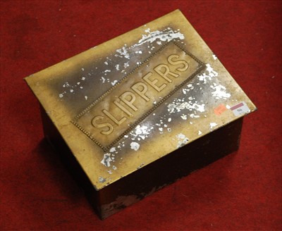 Lot 96 - A brass slipper box