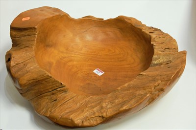 Lot 102 - A large teak table bowl, dia. 54 cm