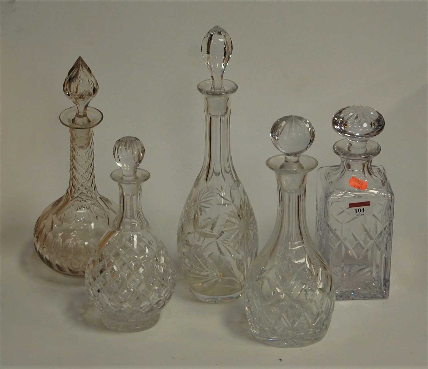 Lot 104 - An Edwardian cut glass decanter and stopper of...