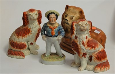 Lot 117 - A Victorian Staffordshire figure of a sailor...