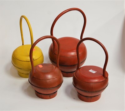 Lot 104 - Six various lacquered containers of squat...