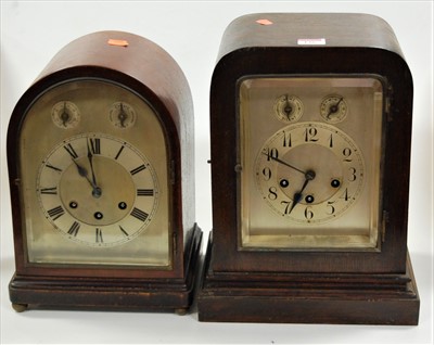 Lot 136 - A 1920s mahogany dome-top mantel clock, having...