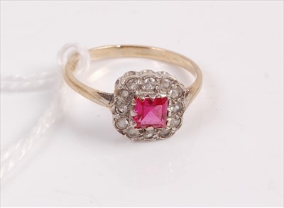 Lot 315 - A 9ct gold synthetic ruby and white stone set...