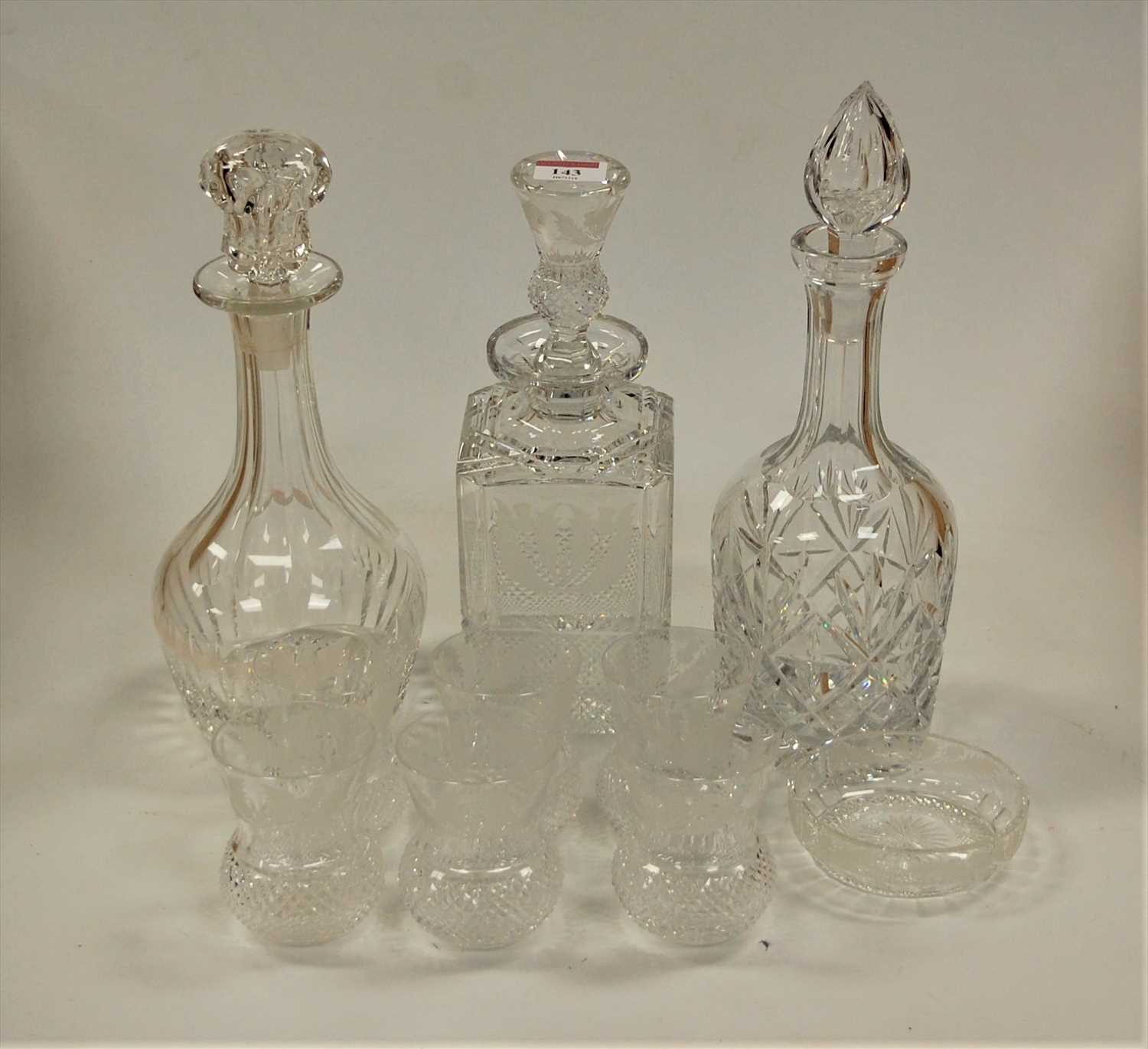 Lot 143 - A set of six cut glass toddy glasses, each of...