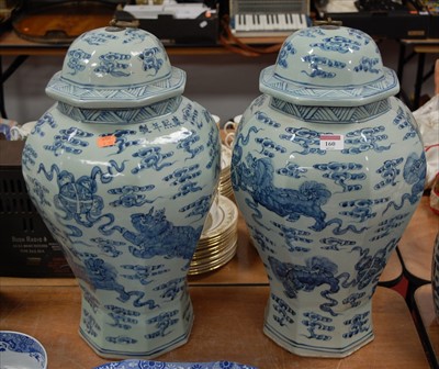 Lot 160 - A pair of large reproduction blue and white...