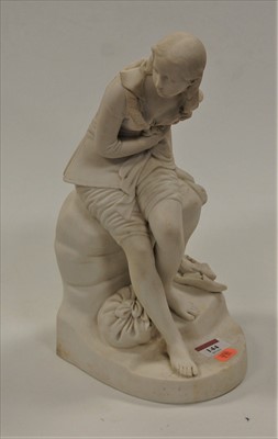 Lot 144 - A Victorian parian figure of a lady, in seated...