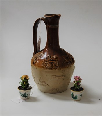 Lot 198 - A Victorian salt-glazed stoneware two-tone jug,...