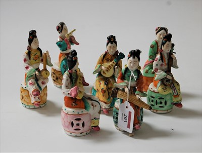 Lot 203 - A set of eight continental porcelain figures,...