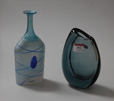 Lot 193 - A Kosta Boda blue tinted teardrop shaped vase,...