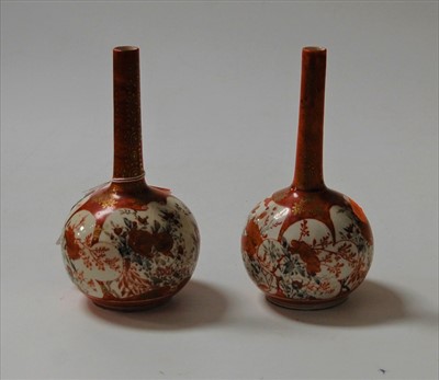 Lot 194 - A pair of Japanese Meiji period Kutani bottle...