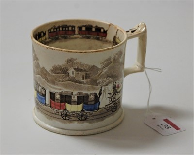 Lot 195 - A Victorian tankard transfer decorated with a...