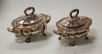 Lot 277 - A pair of Victorian silver plated tureens and...