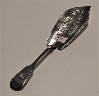 Lot 560 - A Victorian silver fish slice, having a...