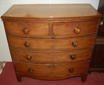 Lot 1112 - A Victorian mahogany bowfront chest, of two...