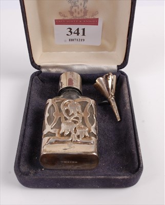 Lot 341 - A modern silver mounted glass scent bottle...