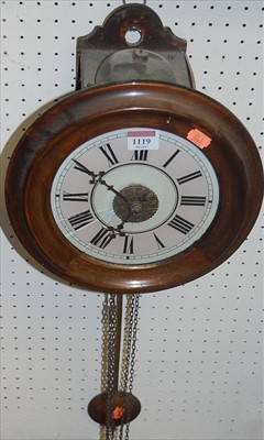 Lot 1119 - A Victorian walnut postman's alarm clock,...