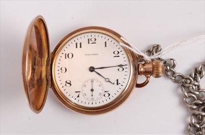 Lot 344 - A gents Waltham gold plated full hunter pocket...