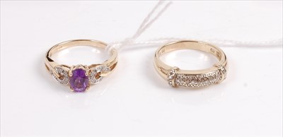 Lot 351 - A 9ct gold amethyst and diamond highlight set...