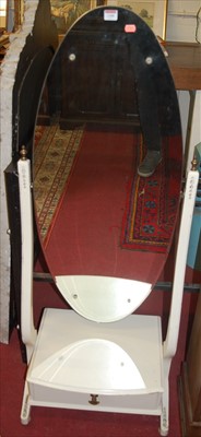 Lot 1188 - A contemporary white wood oval cheval mirror...