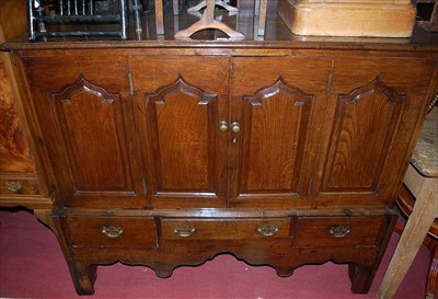 Lot 1201 - An 18th century and later adapted joined oak...