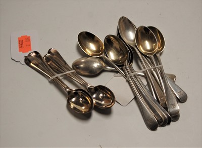 Lot 600 - A collection of loose silver teaspoons,...