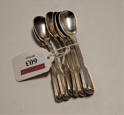 Lot 603 - A set of seven 19th century silver mustard...