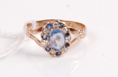 Lot 391 - A 9ct gold pale sapphire(?), blue sapphire,...