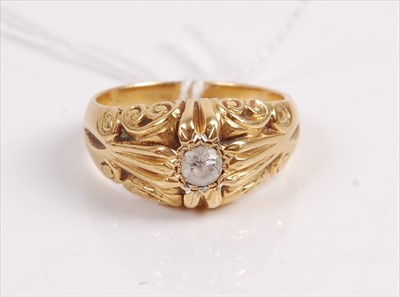 Lot 395 - An 18ct gold diamond solitaire ring, the old...