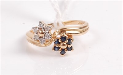 Lot 398 - A 14ct gold, sapphire and diamond dress ring,...