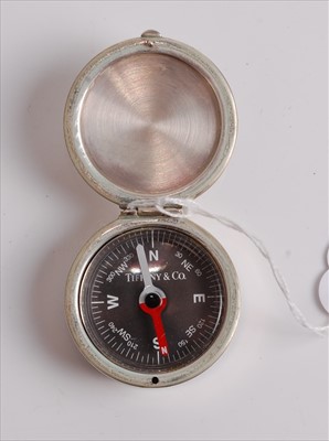 Lot 422 - A Tiffany & Co silver cased pocket compass, 4.2cm