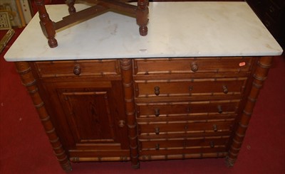 Lot 1211 - A late Victorian pitched pine and white marble...