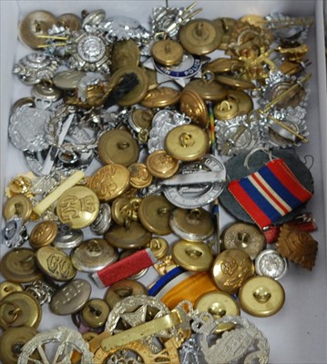 Lot 700 - A box of various military cap badges...