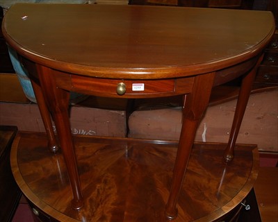 Lot 1255 - A contemporary mahogany demi-lune single...